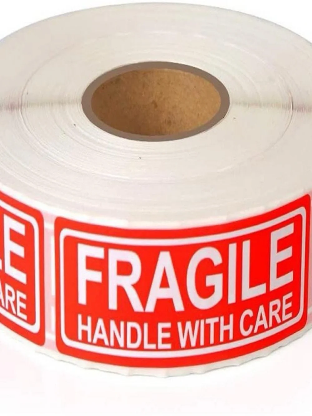 Fragile Handle With Care Warning Labels Roll - Red